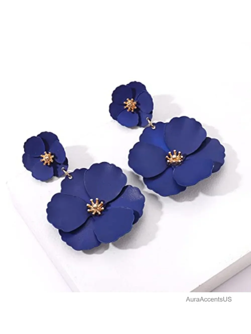 Boho Flower Dangle Earrings Layered Floral Drop Statement Stud Earrings for